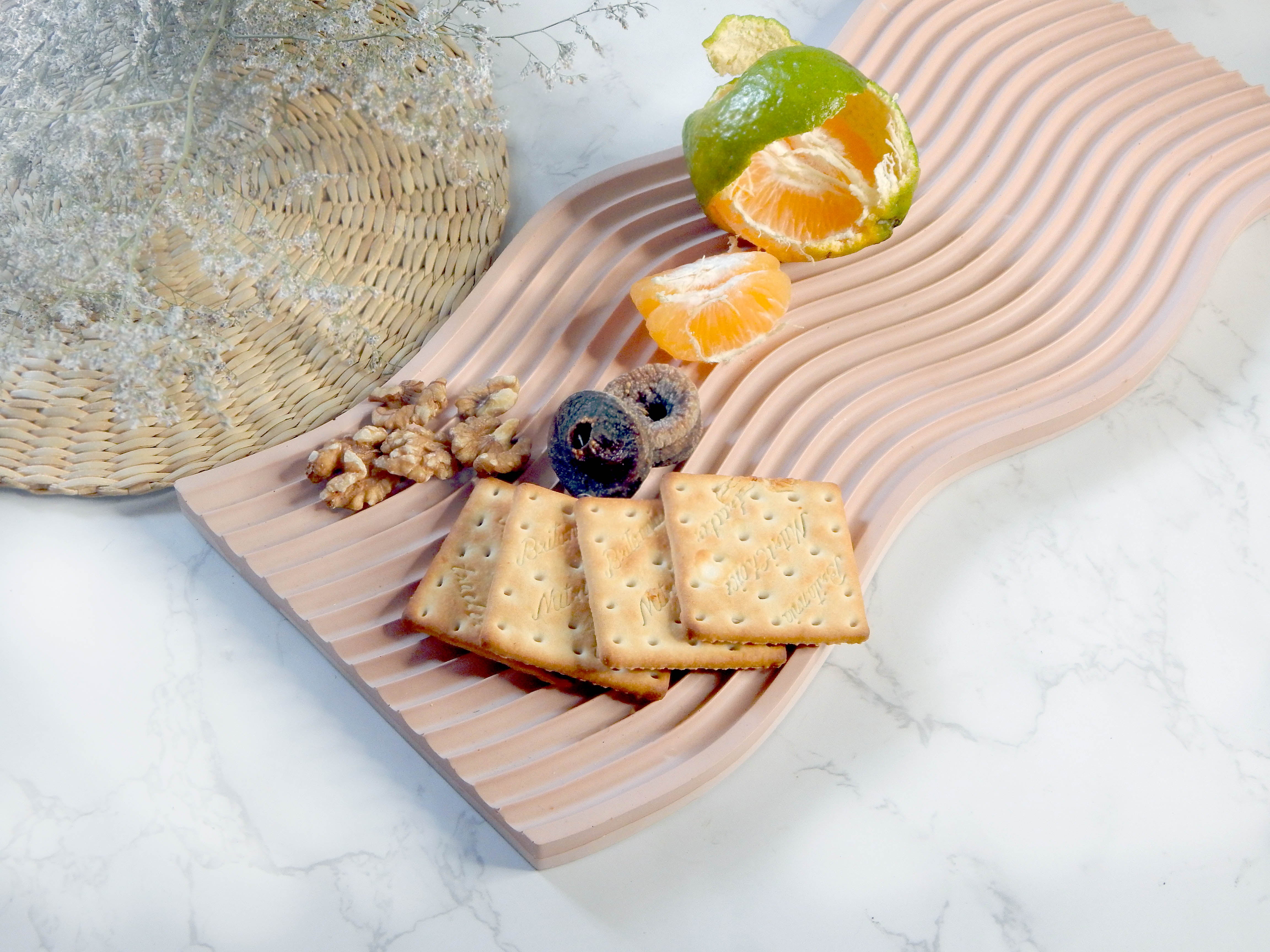 Wavy Rippled Cheese Board - Peach