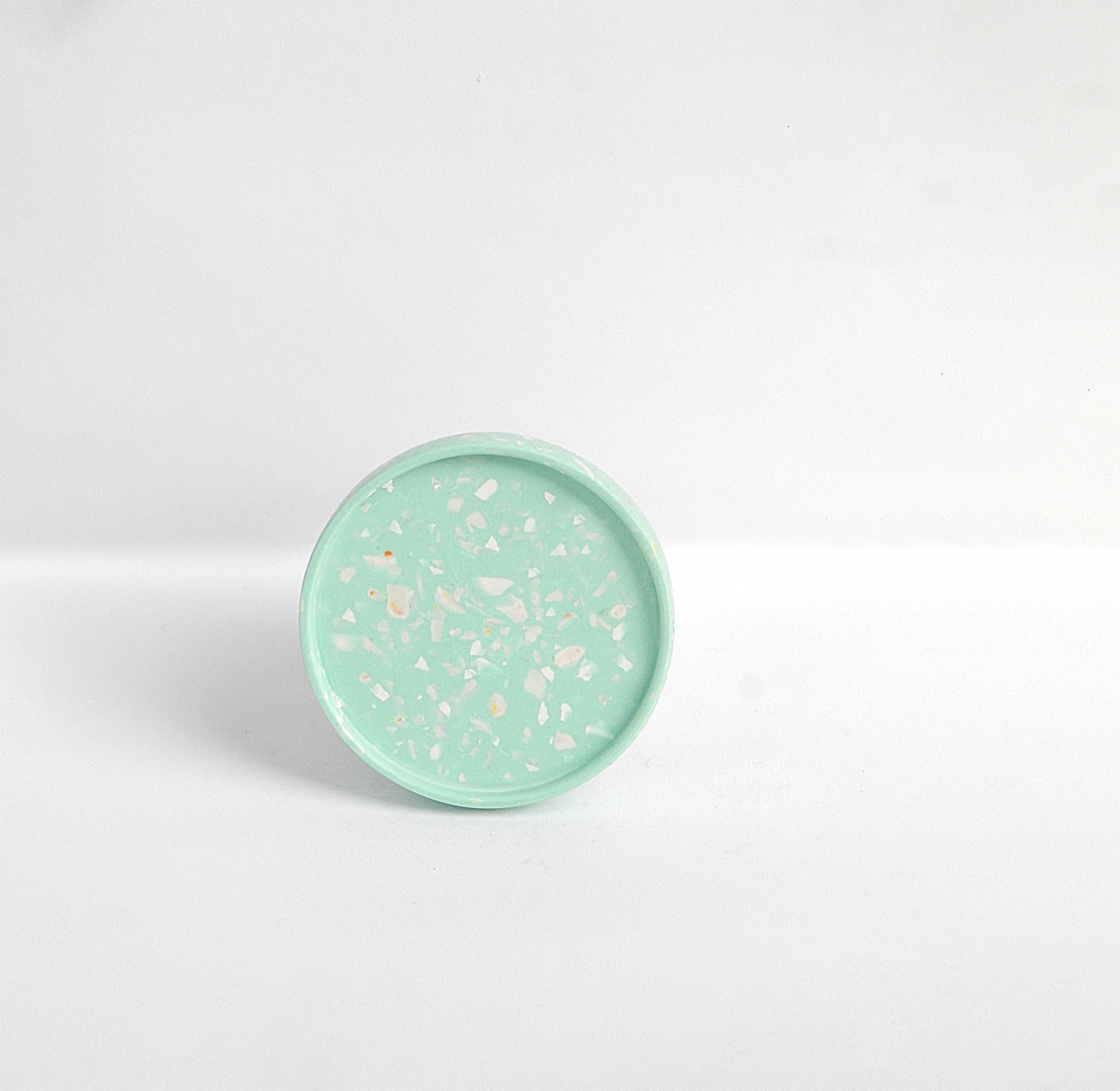 Round Terrazzo Coaster - Aqua + White