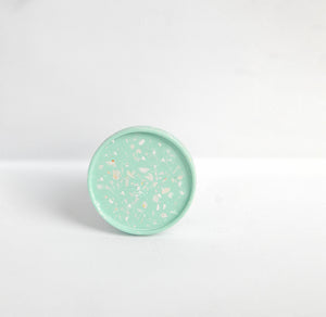 Round Terrazzo Coaster - Aqua + White